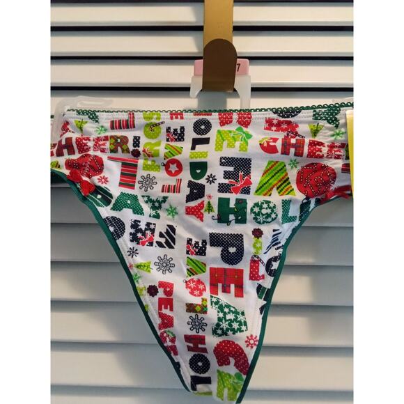 Back Talk Christmas theme ornament text words g-string thong women's sz 7 Large - Picture 2 of 4